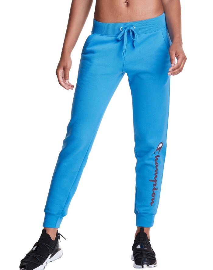 Champion Powerblend Fleece Script Logo Joggingbroek Dames - Blauw - Belgie 5964YFZTI